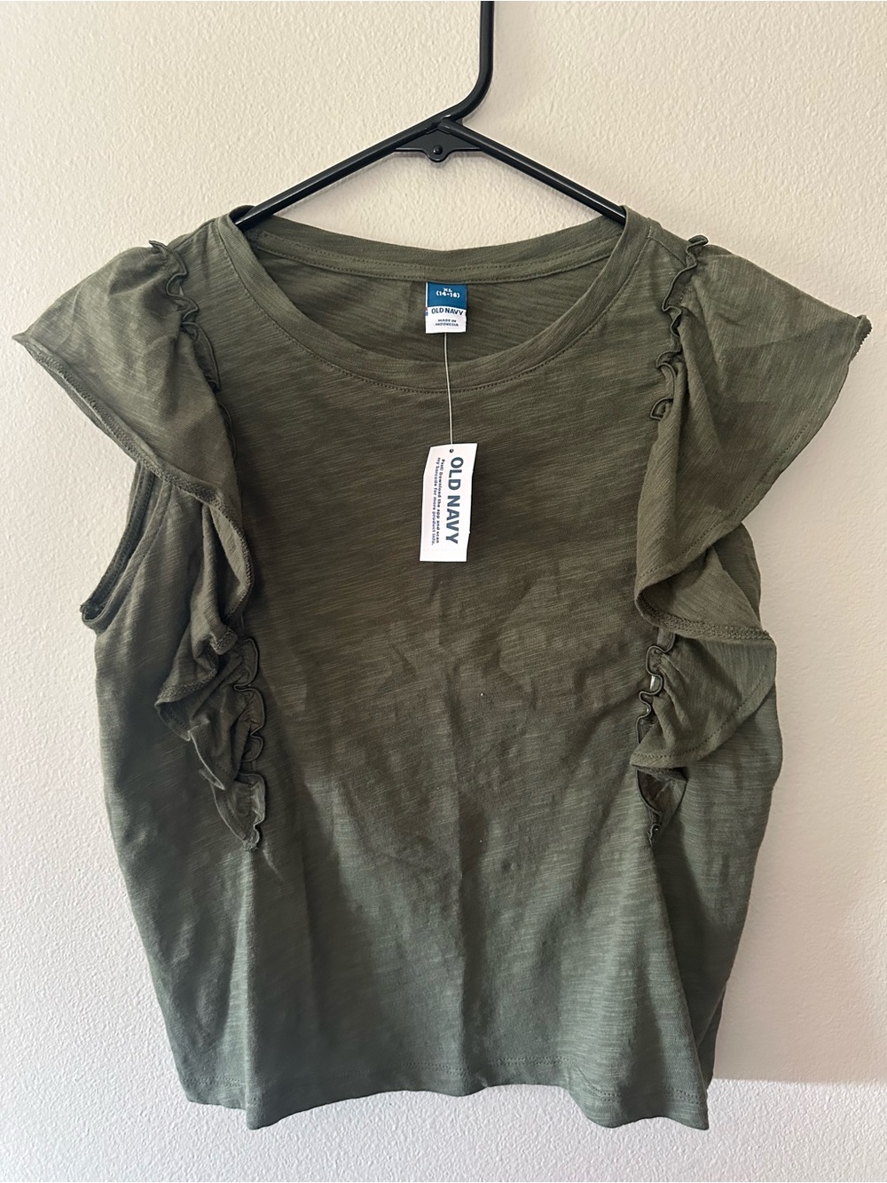 Old Navy Olive Green Ruffle Sleeve Tee